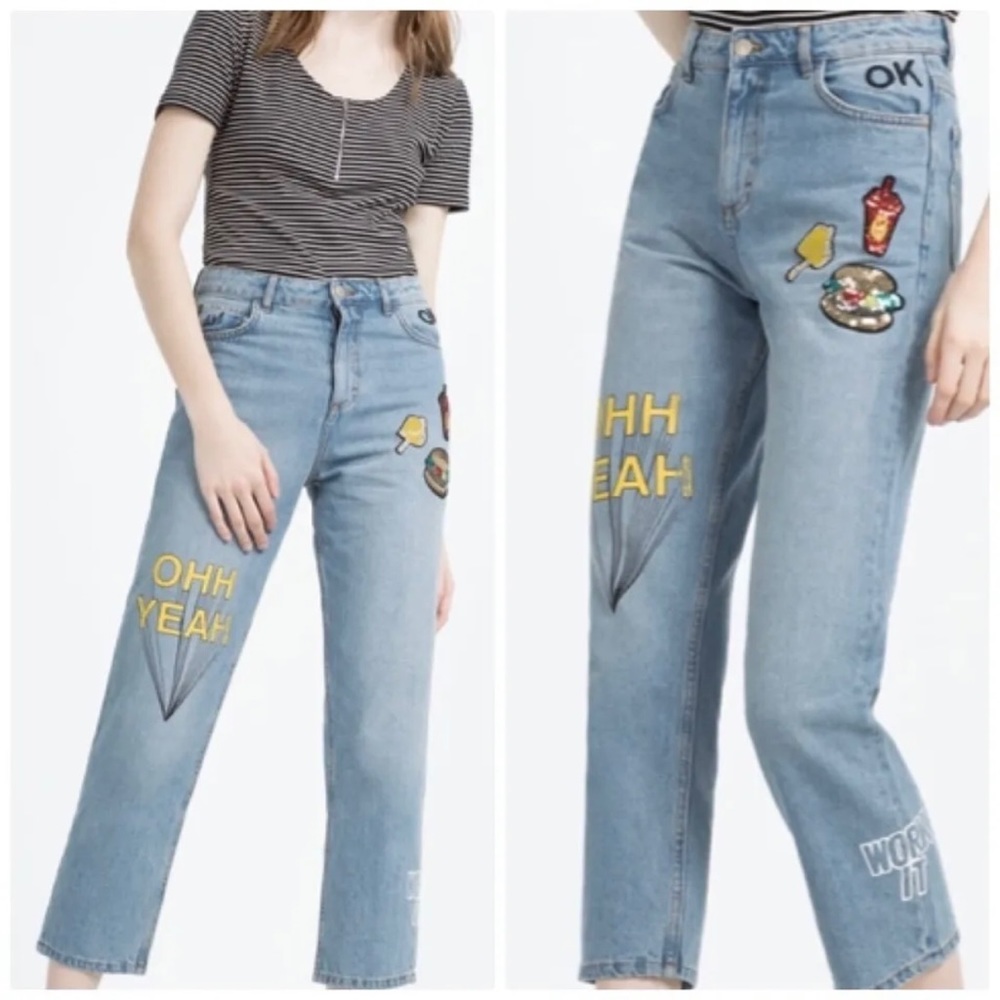 ZARA I AM DENIM KAMILA MOSCOW embellished JEAN Size 2